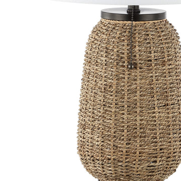 Chakrii 25" Rustic Bohemian Iron/Rattan LED Table Lamp with Pull-Chain - JONATHAN Y